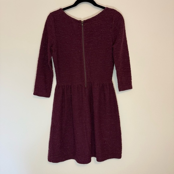 Maison Jules Deep Purple/Burgundy Knit Mini Dress with Gold Sparkles Size M - Picture 2 of 9